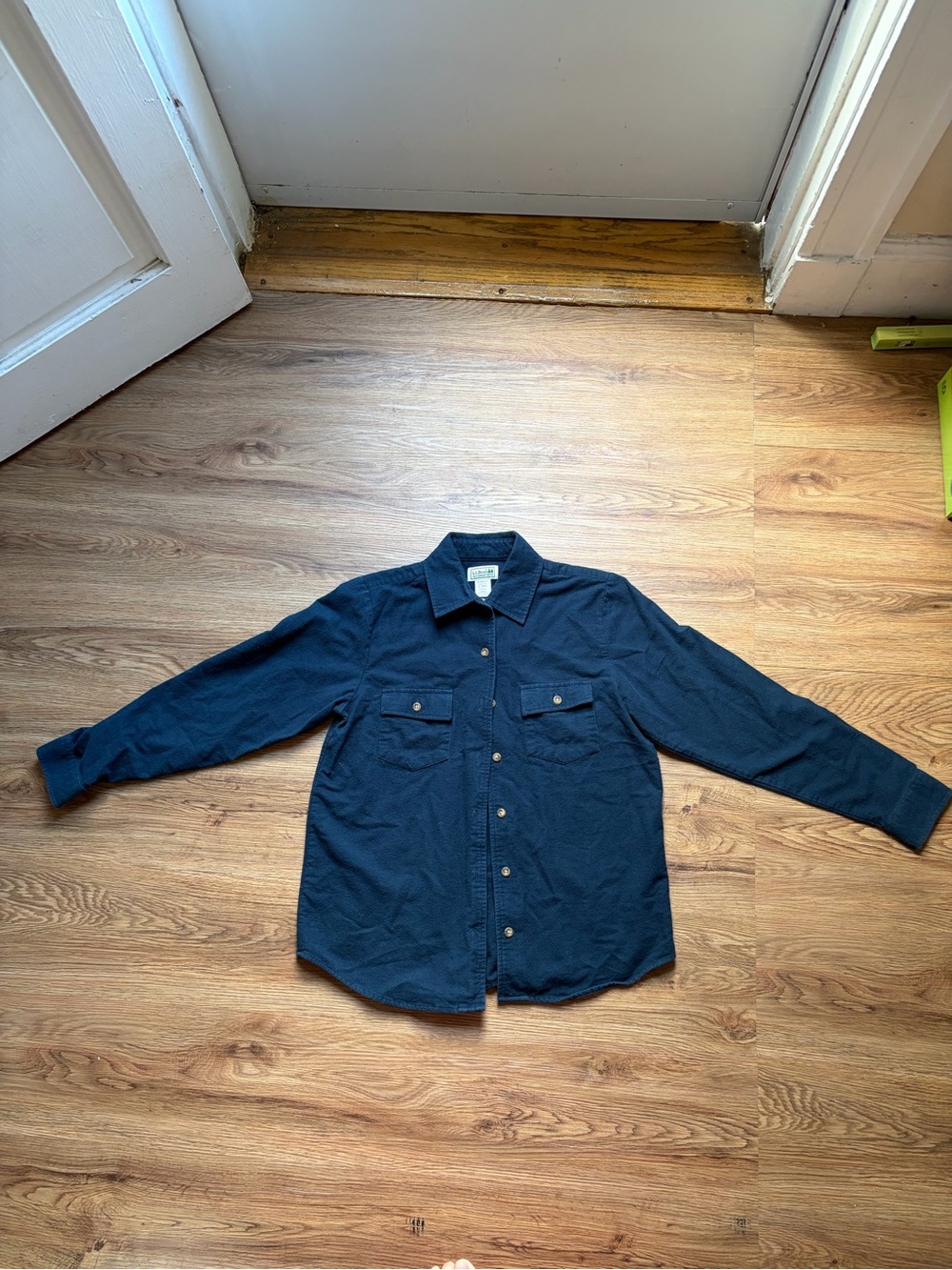 🌲 L.L. Bean Navy Blue Heavyweight 100% Cotton Chamois Flannel Shirt S Reg